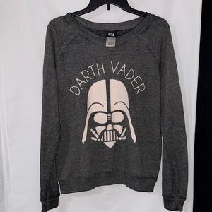 Star Wars Charcoal Darth Vader Women's Sweater with light pink graphic